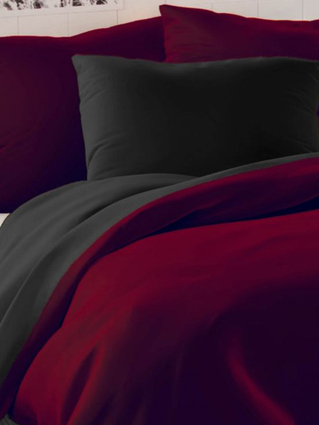 Kvalitex Satenasto francosko podaljšano posteljno perilo LUXURY COLLECTION 1+2, 240x220, 70x90cm vinsko rdeče / črne Kvalitex
