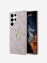 Guess PU 4G Metal Logo Zadní Kryt pro Samsung Galaxy S24 Ultra Pink Ovitek za telefon