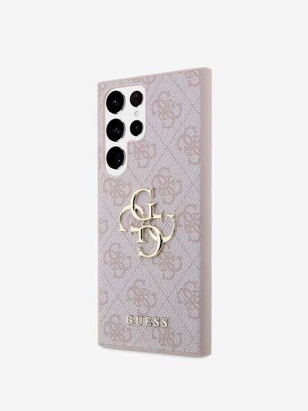 Guess PU 4G Metal Logo Zadní Kryt pro Samsung Galaxy S24 Ultra Pink Ovitek za telefon