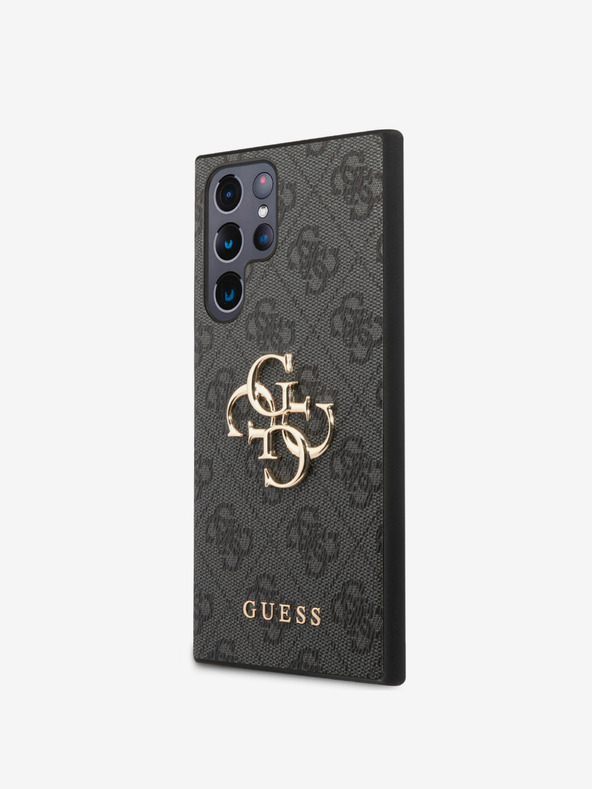 Guess PU 4G Metal Logo Zadní Kryt pro Samsung Galaxy S24 Ultra Grey Ovitek za telefon