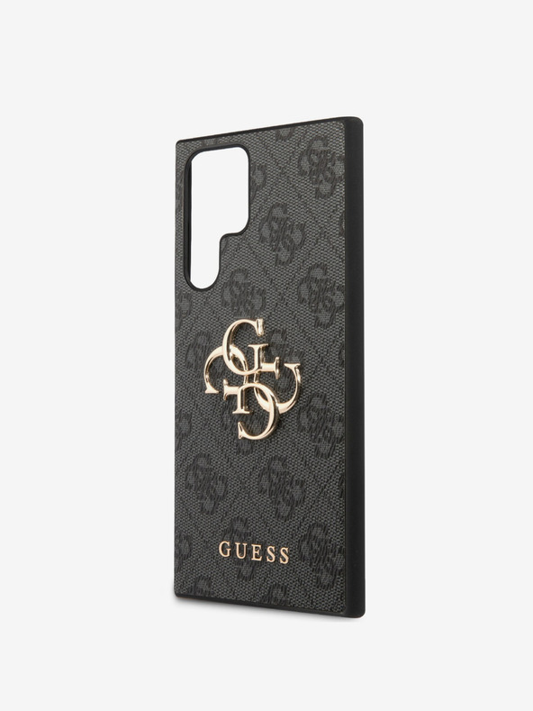 Guess PU 4G Metal Logo Zadní Kryt pro Samsung Galaxy S24 Ultra Grey Ovitek za telefon