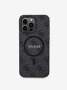 Guess PU Leather 4G Colored Ring MagSafe Zadní Kryt pro iPhone 15 Pro Black Ovitek za telefon