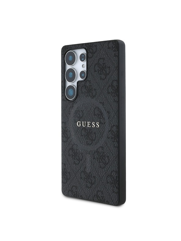 Guess PU Leather 4G Colored Ring MagSafe Zadní Kryt pro Samsung Galaxy S25 Ultra Black Ovitek za telefon