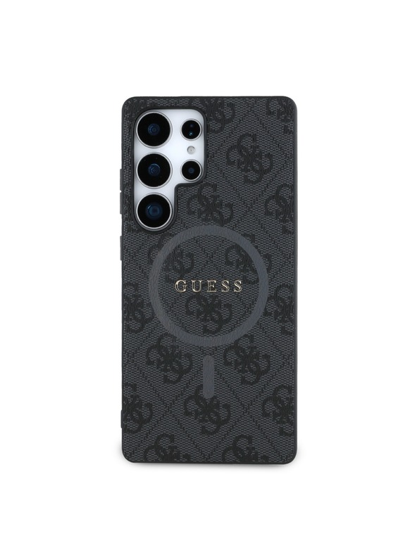 Guess PU Leather 4G Colored Ring MagSafe Zadní Kryt pro Samsung Galaxy S25 Ultra Black Ovitek za telefon