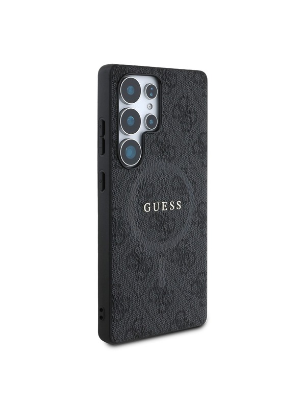 Guess PU Leather 4G Colored Ring MagSafe Zadní Kryt pro Samsung Galaxy S25 Ultra Black Ovitek za telefon