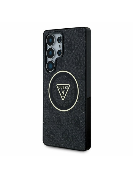 Guess IML 4G Glitter and Triangle Logo MagSafe Zadní Kryt pro Samsung Galaxy S25 Ultra Black Ovitek za telefon