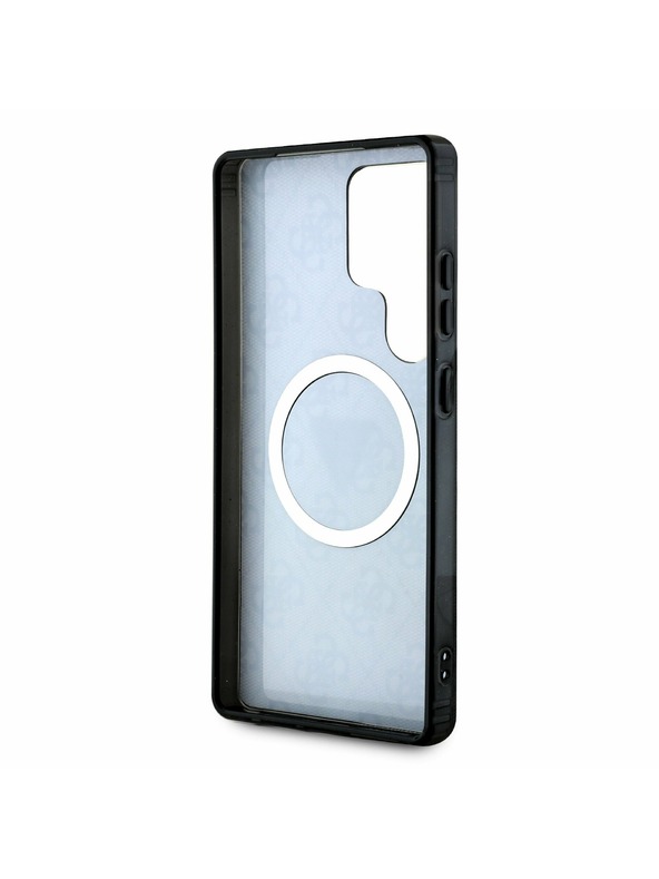 Guess IML 4G Glitter and Triangle Logo MagSafe Zadní Kryt pro Samsung Galaxy S25 Ultra Black Ovitek za telefon