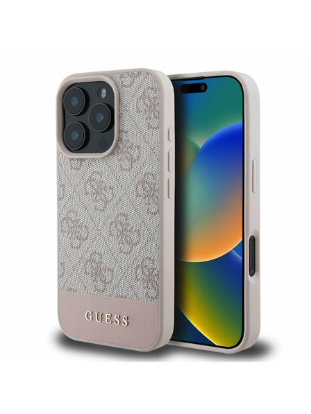 Guess PU 4G Stripe Zadní Kryt pro iPhone 16 Pro Pink Ovitek za telefon