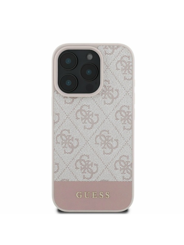 Guess PU 4G Stripe Zadní Kryt pro iPhone 16 Pro Pink Ovitek za telefon