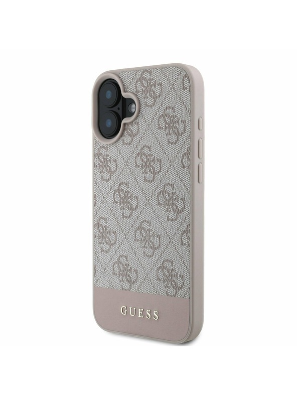 Guess PU 4G Stripe Zadní Kryt pro iPhone 16 Pink Ovitek za telefon