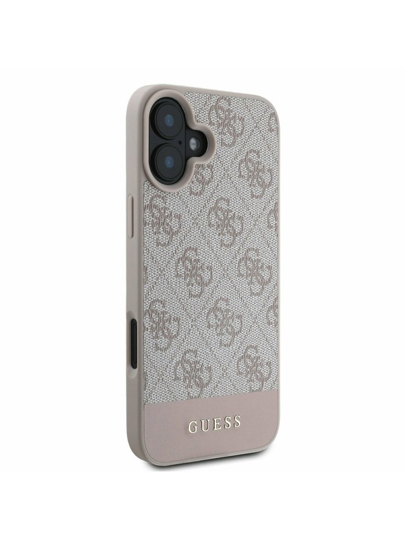 Guess PU 4G Stripe Zadní Kryt pro iPhone 16 Pink Ovitek za telefon