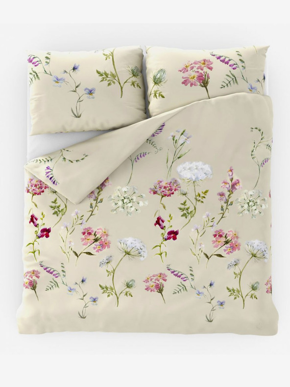 Kvalitex Klasična bombažna posteljnina DELUX 140x200, 70x90cm BOTANICA kremasta