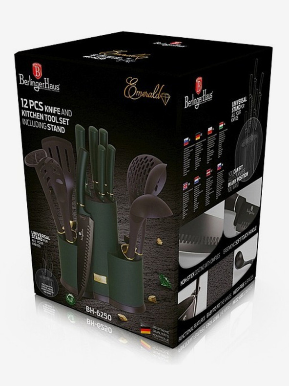 Berlingerhaus Komplet nožev in kuhinjskega orodja v stojalu 12 kosov Emerald Collection BERLINGERHAUS