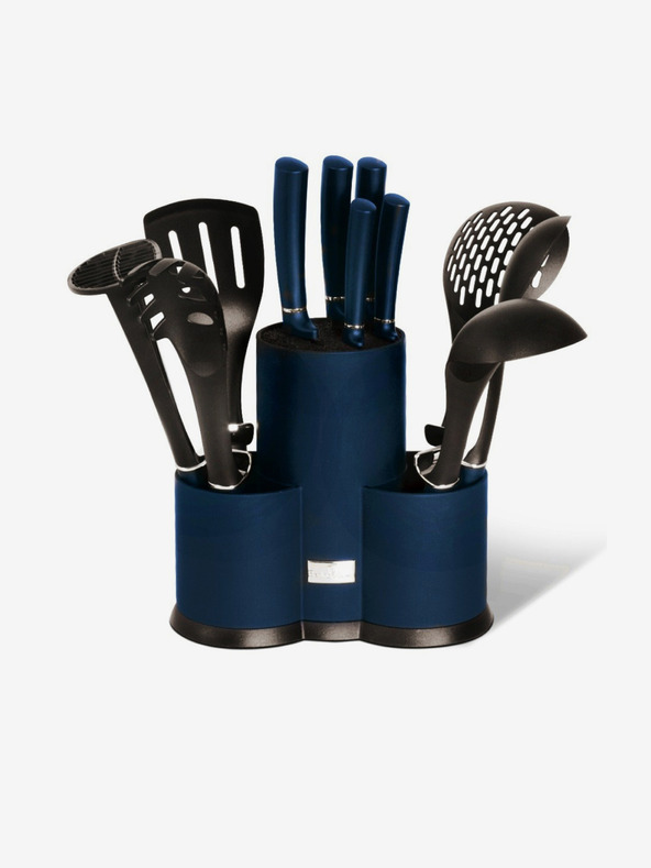 Berlingerhaus Komplet nožev in kuhinjskega orodja v stojalu 12 kosov Aquamarine Metallic Line BERLINGERHAUS