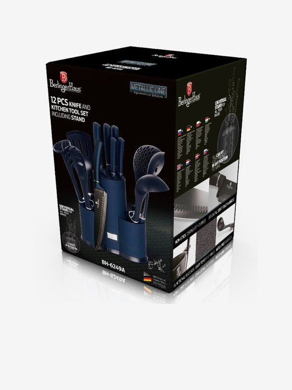 Berlingerhaus Komplet nožev in kuhinjskega orodja v stojalu 12 kosov Aquamarine Metallic Line BERLINGERHAUS