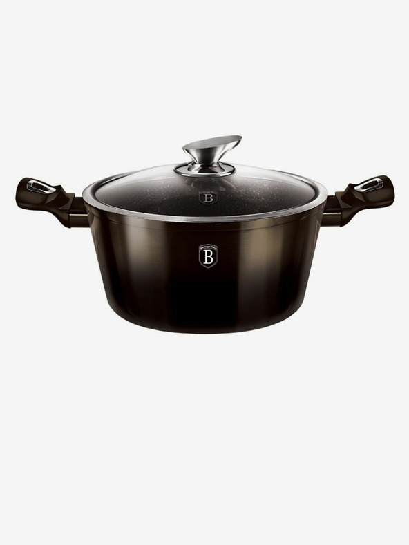 Berlingerhaus Lonec z marmornim premazom 24 cm Shiny Black Collection 2 pokrovi BERLINGERHAUS