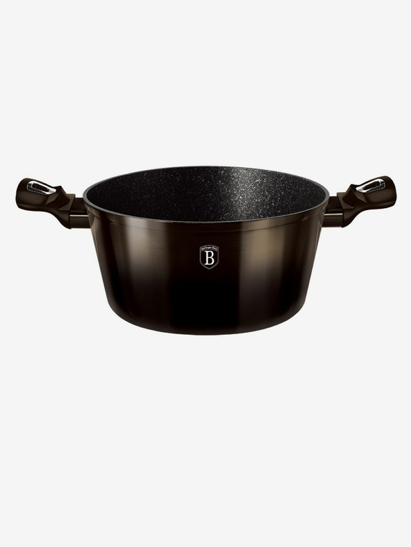 Berlingerhaus Lonec z marmornim premazom 24 cm Shiny Black Collection 2 pokrovi BERLINGERHAUS