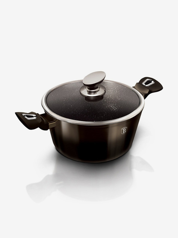 Berlingerhaus Lonec z marmornim premazom 24 cm Shiny Black Collection 2 pokrovi BERLINGERHAUS