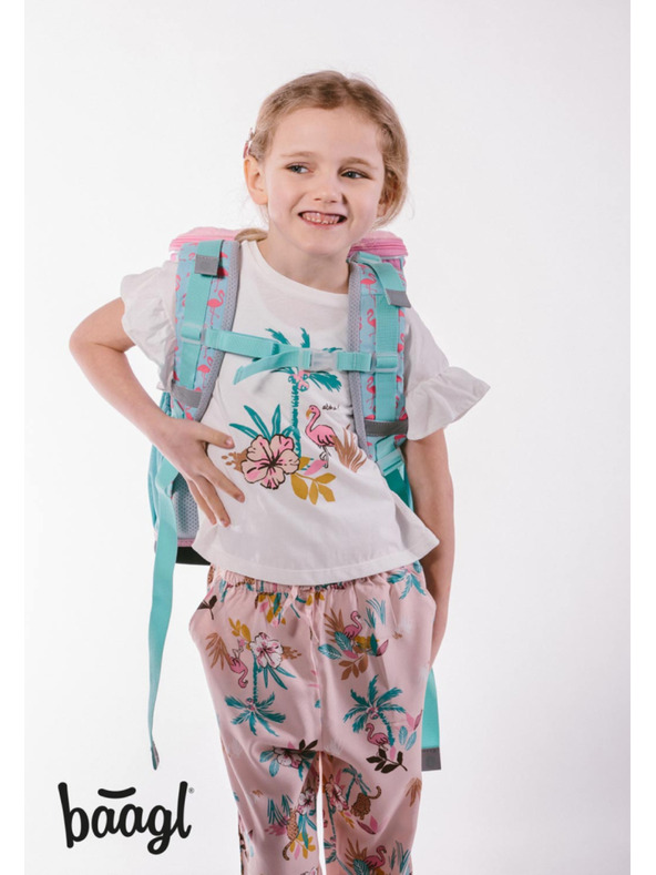 BAAGL  BAAGL 5 SET Zippy Plameňák: šolska torba, peresnica, vrečka, mapa, škatla