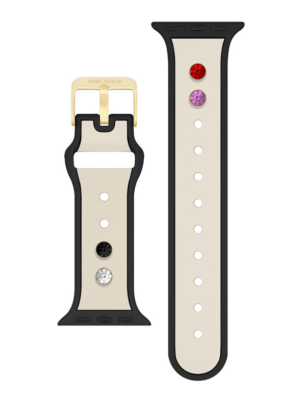 Anne Klein Silikonski kremno-črni pas Anne Klein za Apple Watch 38/40/41