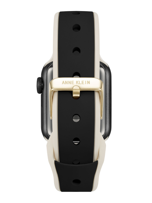 Anne Klein Silikonski črno-kremni pas Anne Klein za Apple Watch 38/40/41