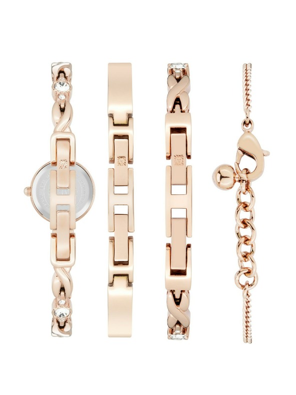 Anne Klein Rožnato zlat ženski komplet ur in nakita Anne Klein