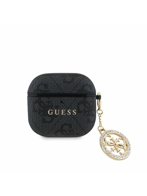 Guess Guess 4G Script PC/PU Charm Etui za AirPods 4 Črna