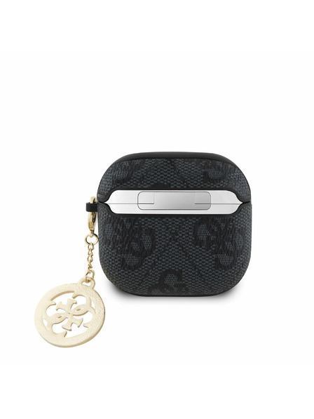 Guess Guess 4G Script PC/PU Charm Etui za AirPods 4 Črna