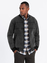 Ombre Clothing Moška jakna bomber iz džinsa z učinkom pranja kamenja - črna V2 OM-JADJ-0163 Ombre Clothing