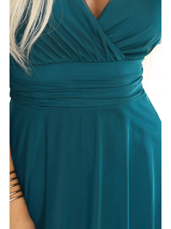 numoco 562-4 NASTIA Dolge obleke z izrezom in kratkimi rokavi - zelene