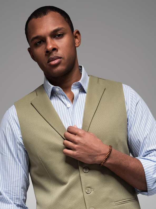 Ombre Clothing Moška strukturirana pletena telovnik po meri z zavihki Ombre Clothing