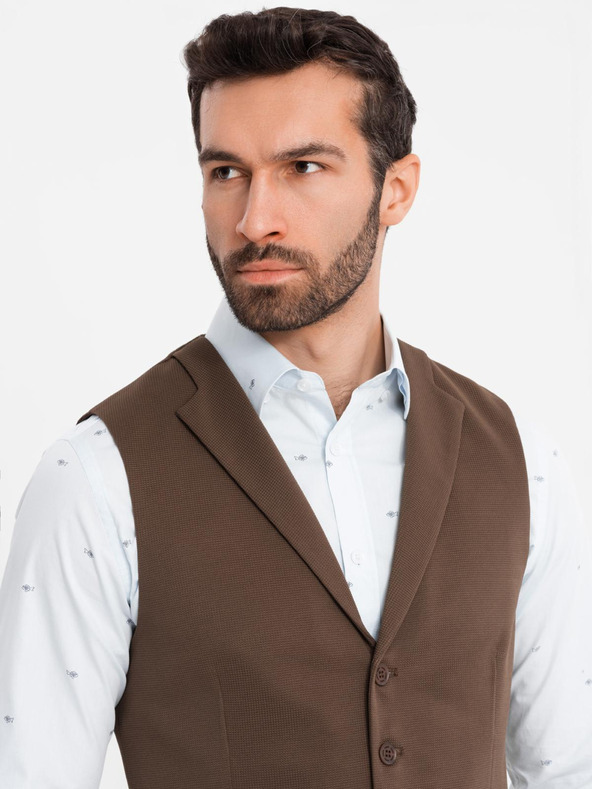 Ombre Clothing Moška strukturirana pletena telovnik po meri z zavihki Ombre Clothing