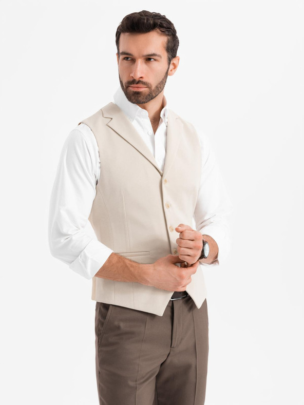 Ombre Clothing Oprijeta elegantna moška telovnik z elastanom in zavihki Ombre Clothing