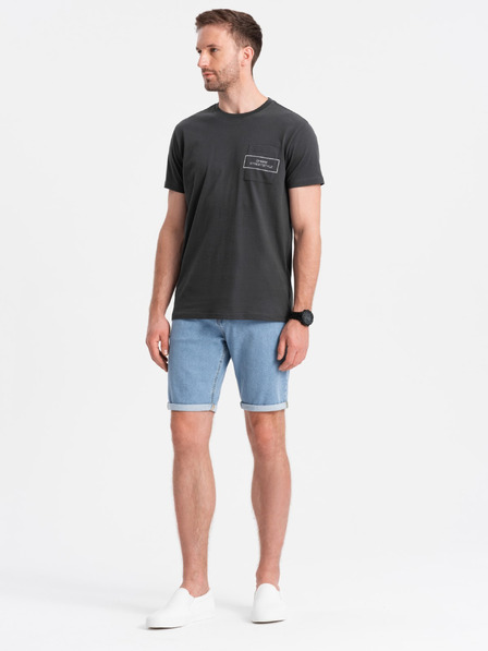 Ombre Clothing Moške jeans kratke hlače z zavihani hlačnicami Ombre Clothing