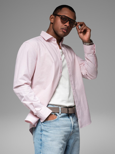 Ombre Clothing Moška bombažna srajca oxford v pastelnih barvah Ombre Clothing