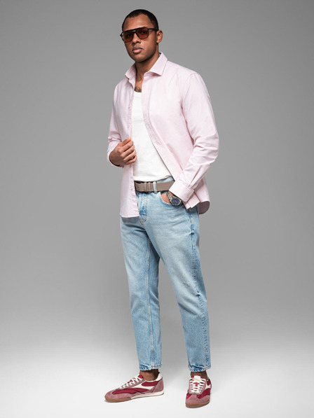 Ombre Clothing Moška bombažna srajca oxford v pastelnih barvah Ombre Clothing