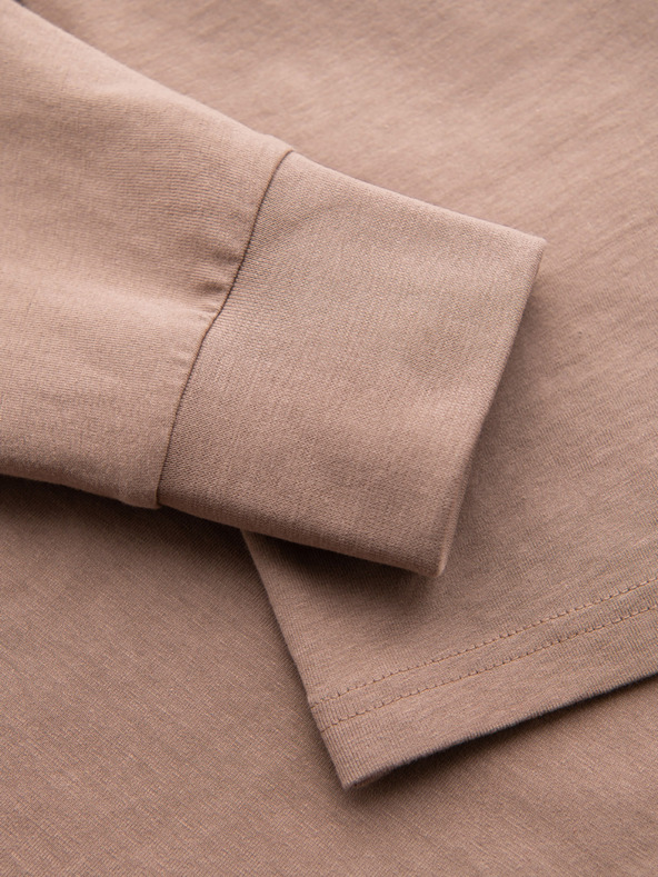 Ombre Clothing Moška bombažna majica z dolgimi rokavi, progastim U-izrezom in vezenim napisom Ombre Clothing