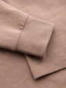 Ombre Clothing Moška bombažna majica z dolgimi rokavi, progastim U-izrezom in vezenim napisom Ombre Clothing