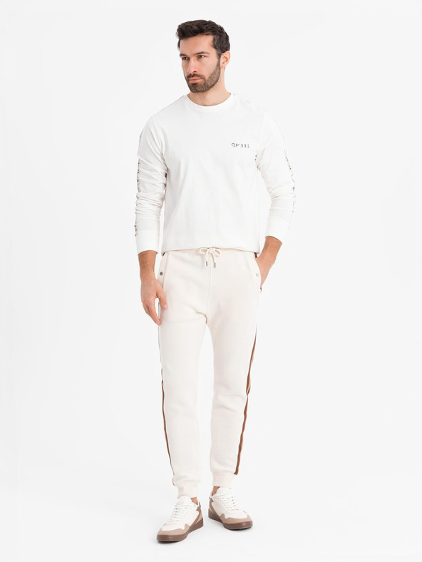 Ombre Clothing Moška bombažna majica z dolgimi rokavi, obrobjem inotiskom na prsih Ombre Clothing