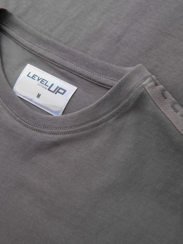 Ombre Clothing Moška bombažna majica z dolgimi rokavi, obrobjem inotiskom na prsih Ombre Clothing