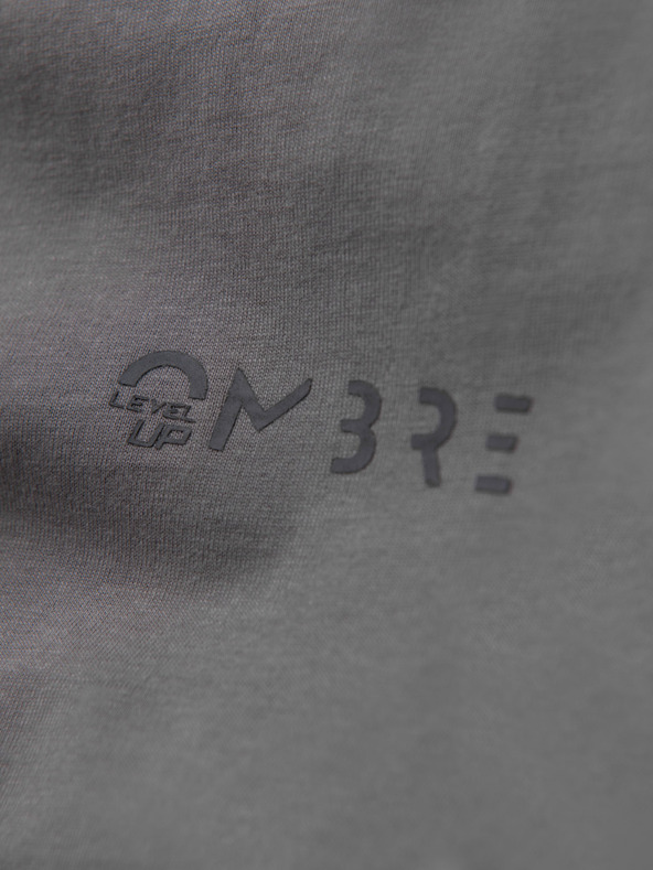 Ombre Clothing Moška bombažna majica z dolgimi rokavi, obrobjem inotiskom na prsih Ombre Clothing