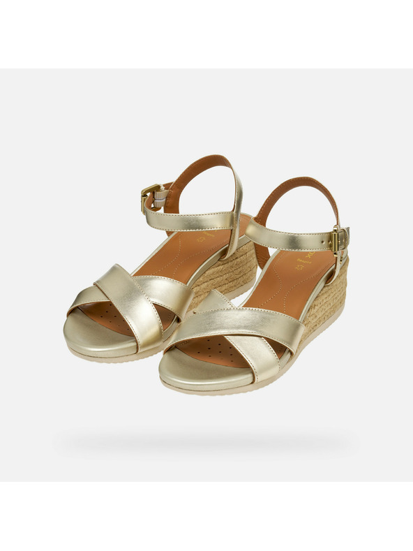 Geox Zlati ženski sandali Geox Ischia Corda