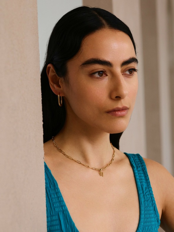 Rosefield Rosefield ogrlica zlate barve Oval JNOLG-J543