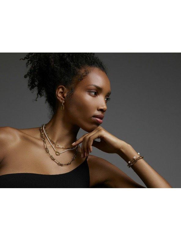 Rosefield Rosefield ogrlica zlate barve Oval JNOLG-J543