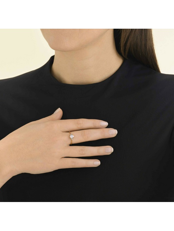 Rosefield Rosefield pozlačen jeklen prstan z cirkonom Velikost: