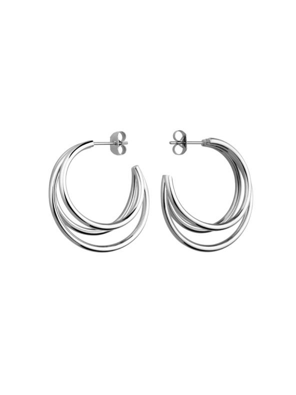Rosefield Rosefield uhane srebrne barve Triple Hoops JETHS-J574