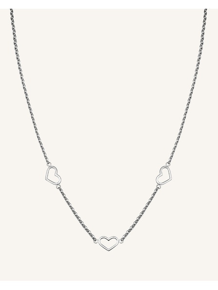 Rosefield Rosefield ogrlica srebrne barve Triple Heart JNTHS-J613