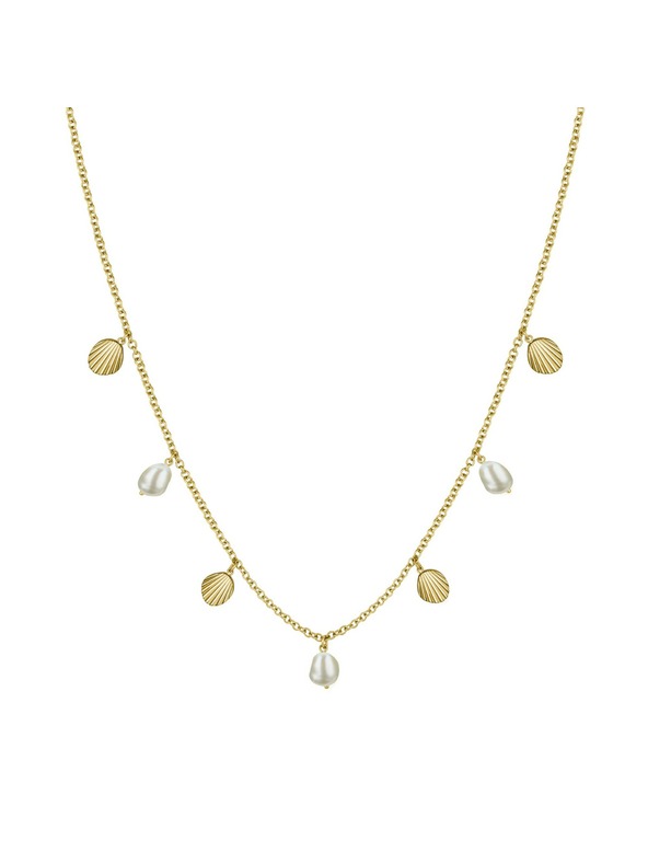 Rosefield Ženski pozlačen ogrlica Rosefield Multi Shell and Pearl Charms