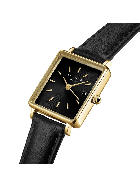 Rosefield Ženske ure Rosefield Boxy XS Black Leather QBBLG-Q53