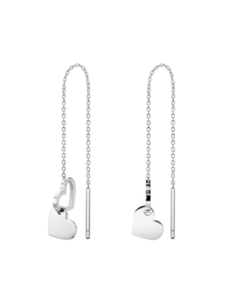Rosefield Rosefield uhani v srebrni barvi Double Heart JEDHS-J687